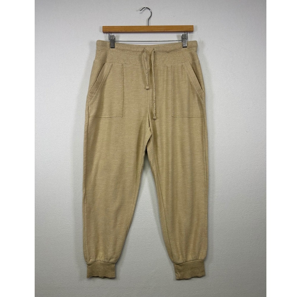 Cozy Athleisure New Directions Studio Women M Tan Cotton Knit Drawstring Joggers